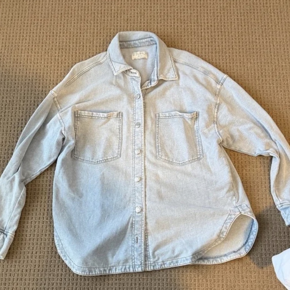 Light Wash Denim Button-Up Shirt